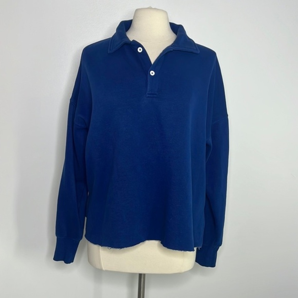 Urban Outfitters collared knit royal blue oversized henley polo top medium